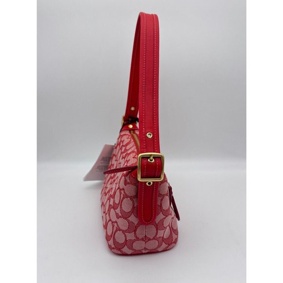 Coach Demi Signature Jacquard Shoulder Bag Purse Handbag Retro Mini Y2K Red NEW - Picture 5 of 16